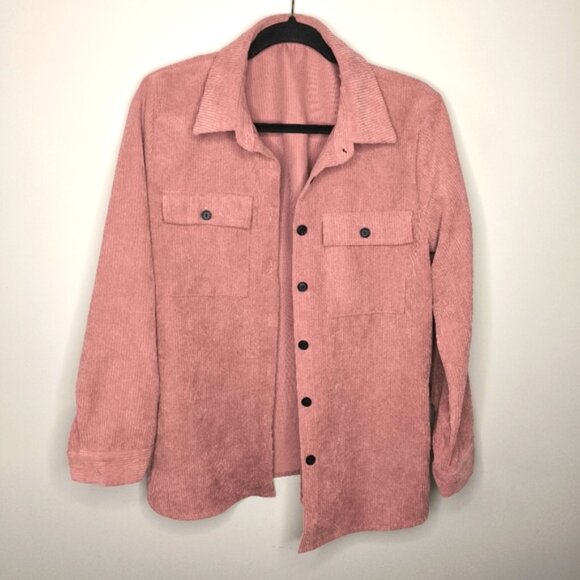 Boutique Corduroy Retro 90s Capsule Oversized Pink Barbie Shacket Shirt S/M - Picture 2 of 6